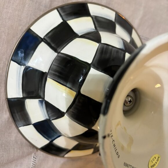 McKenzie Childs Courtly Check 10 oz. compote - Picture 2 of 6